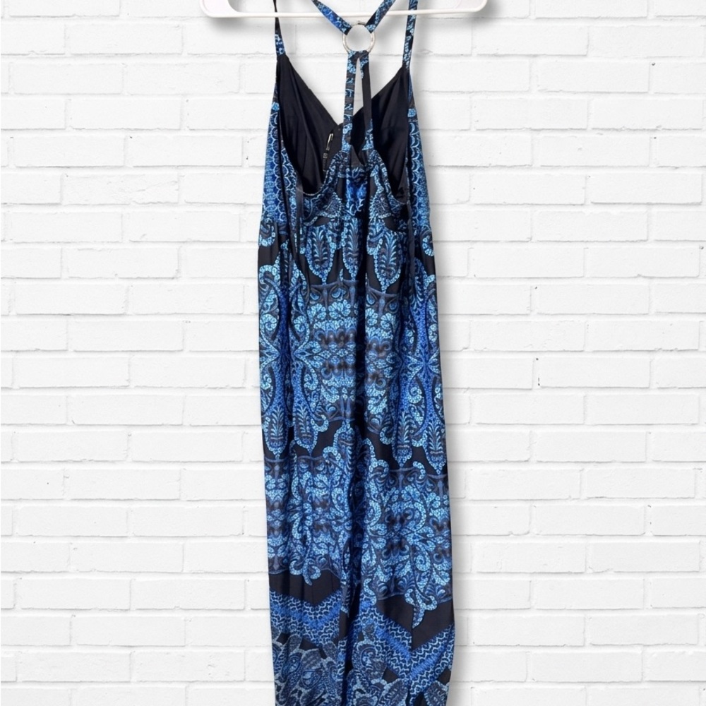 INC International Concepts Blue Paisley Halter Maxi Dress - Picture 2 of 4